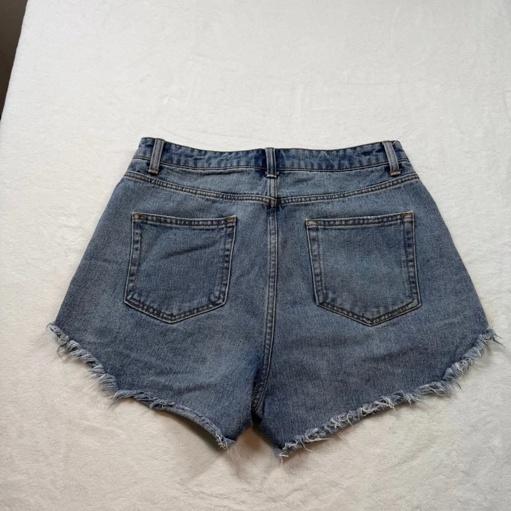 Wild‎ Fable Distressed Denim Shorts Womens 6 Blue Good High Rise Frayed Hem